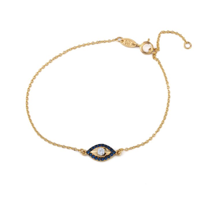 Evil Eye Zircon Bracelet - 14K Yellow Gold - Image 1