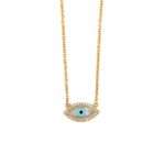 Zircon Evil Eye Necklace – 9K Gold