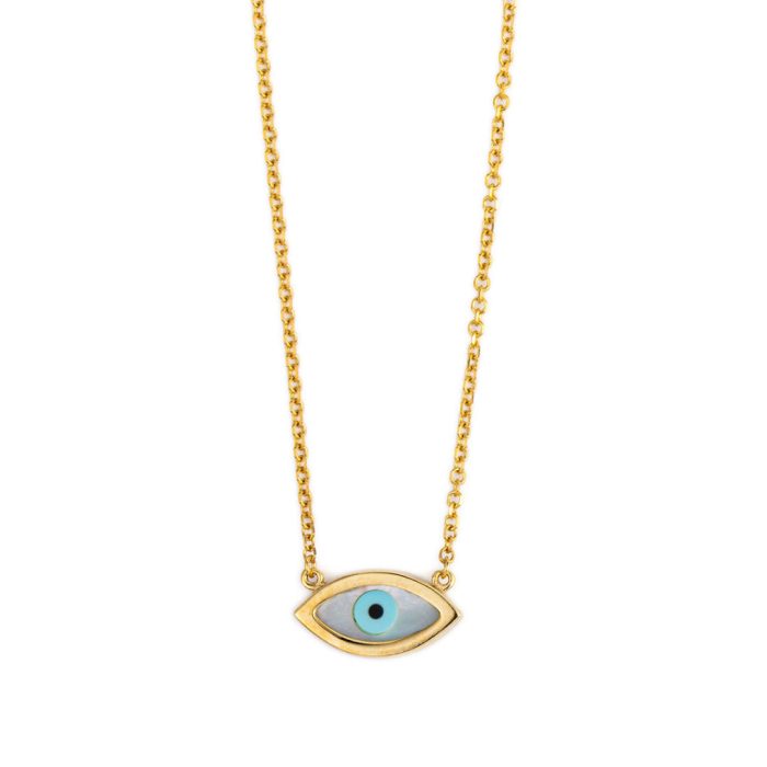 Zircon Evil Eye Necklace – 9K Gold - Image 3