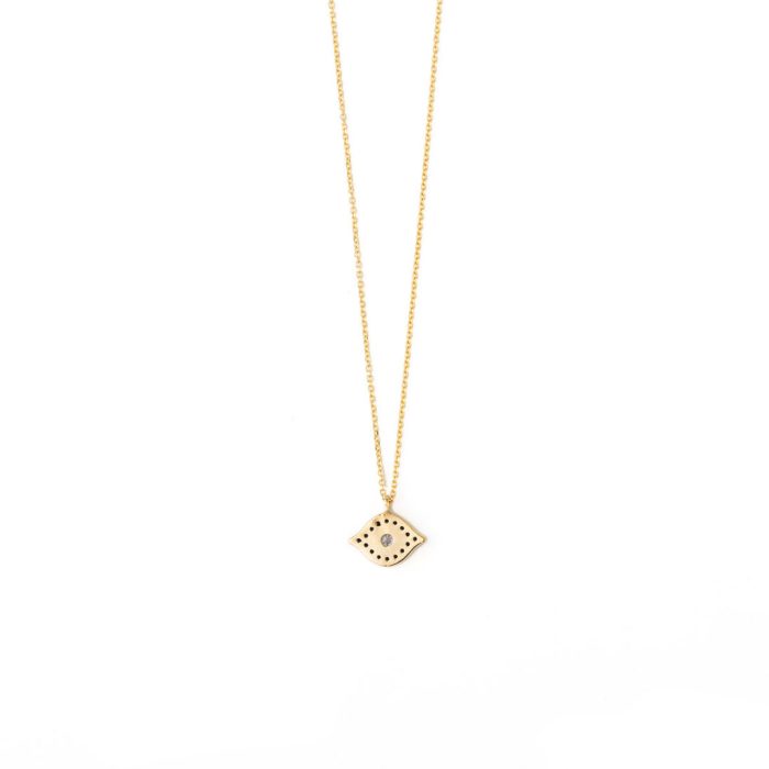 Blue Evil Eye Zircon Necklace - 14K Gold - Image 3