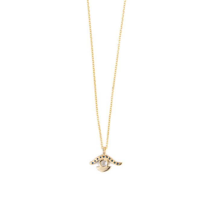 Eye Necklace with White Zircon – 14K Gold - Image 3