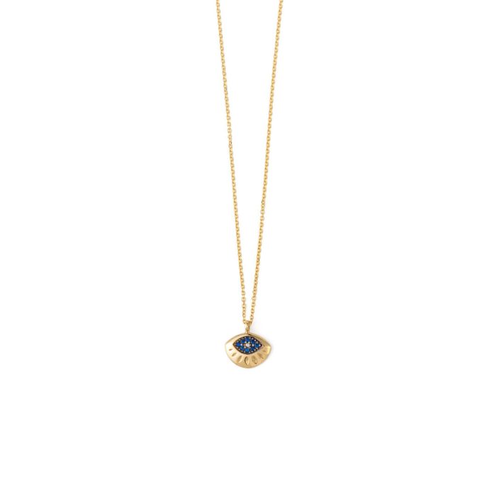 Evil Eye Necklace with Blue Zircon – 14K Gold - Image 1