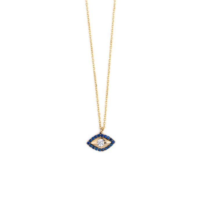 Eye Necklace – 14K Gold and Zircon - Image 1