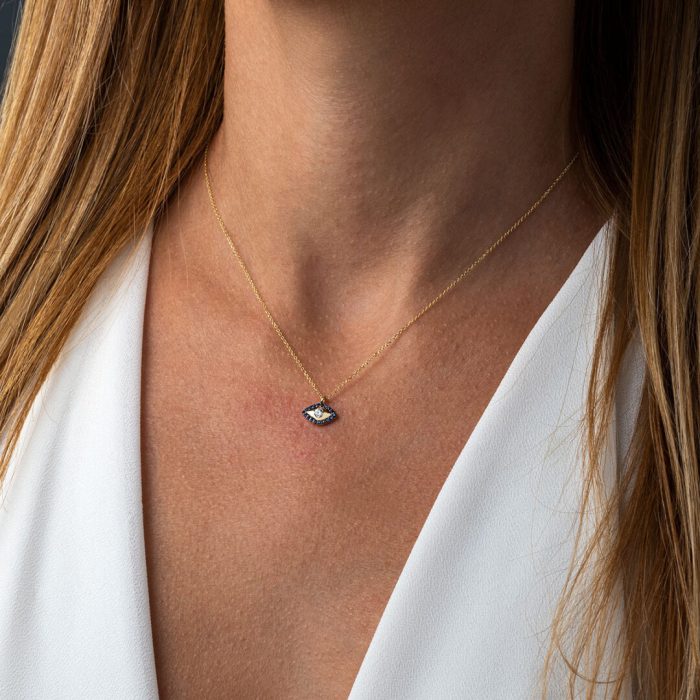 Eye Necklace – 14K Gold and Zircon - Image 2