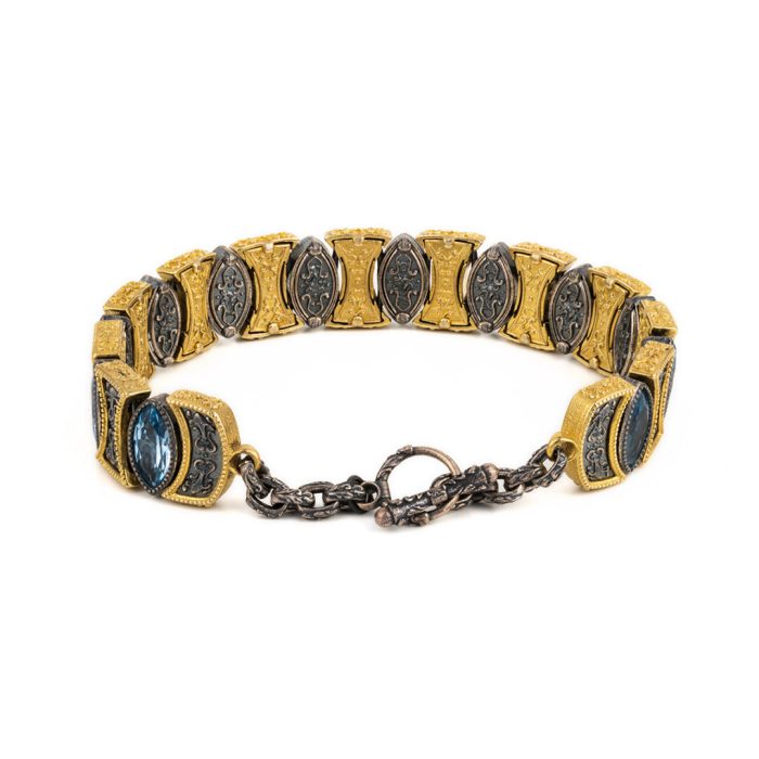 Byzantine Link Bracelet - Sterling Silver Gold Plated - Image 2