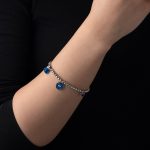 Sterling Silver Bead Bracelet with a colored Eye - Image 2