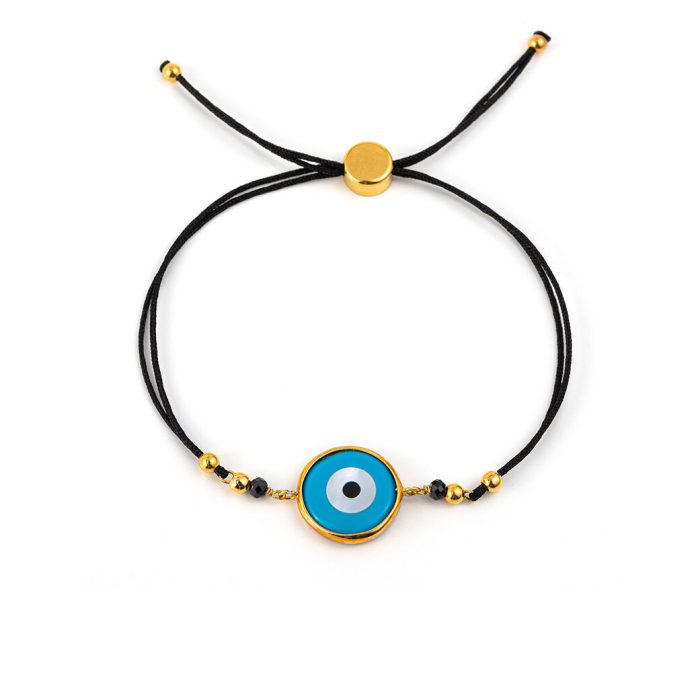 Evil Eye Cordon Bracelet - Silver and Gold Plated - Image 1