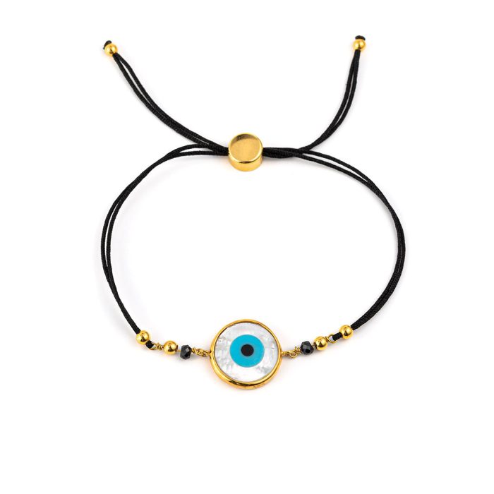 Sterling Silver Bracelet Mother of Pearl Evil Eye - Image 1