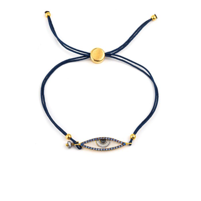 Evil Eye Bracelet with Zircon - Silver and Gold Plated - Image 1