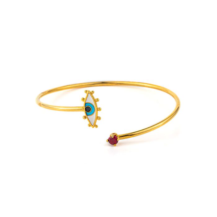 Evil Eye Hinge Bracelet - 925 Sterling Silver and Gold Plated - Image 1