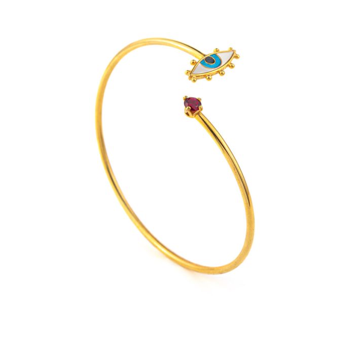 Evil Eye Hinge Bracelet - 925 Sterling Silver and Gold Plated - Image 3