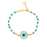 Evil Eye Chain Bracelet - Sterling Silver Gold Plated