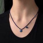 Sterling silver Chain Necklace with a Colored Eye Disc - Image 2