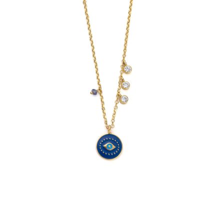 Sterling silver Chain Necklace with a Colored Eye