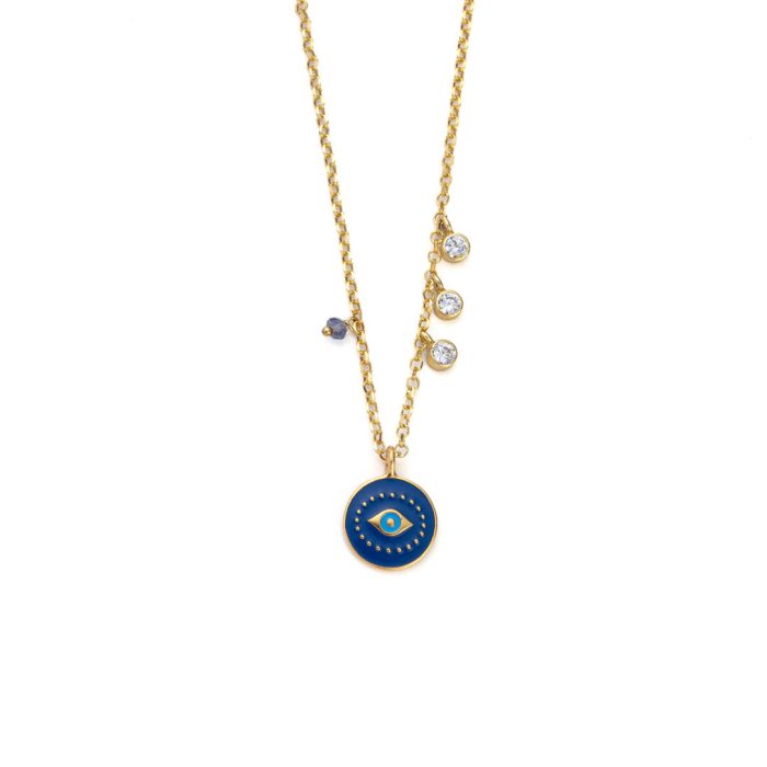 Sterling silver Chain Necklace with a Colored Eye - Image 1