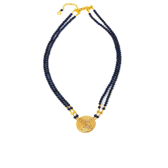 Spiral Necklace with stones - Sterling silver gold plated - Image 2