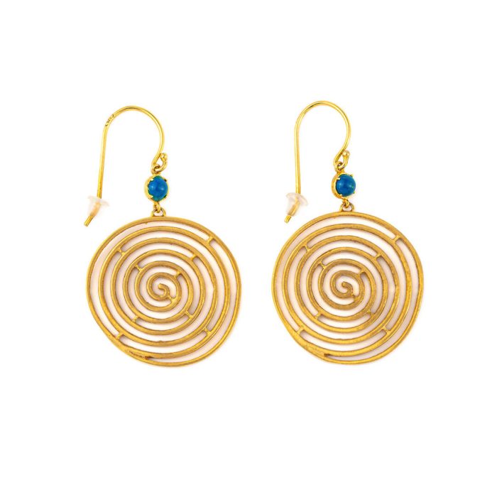 Spiral Dangle Earrings in Sterling Silver and Gold Plated - Image 1