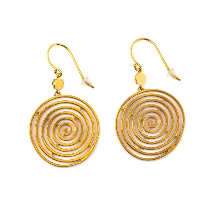 Spiral Dangle Earrings in Sterling Silver and Gold Plated - Image 2