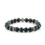 Greek Key Bracelet with Blood stones – 925 Sterling Silver