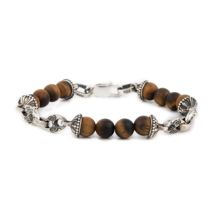 Sterling Silver Bracelet with tiger eye beads - Image 1