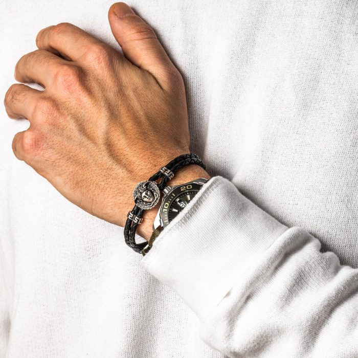 Medusa Leather Bracelet - 925 Sterling Silver - Image 2