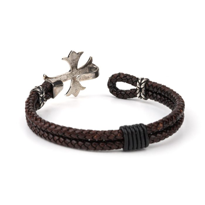 Cross Leather Bracelet – 925 Sterling Silver - Image 3
