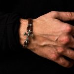 Cross Leather Bracelet – 925 Sterling Silver - Image 2
