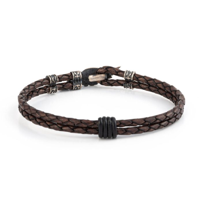 Sterling Silver Axion Wing Leather Bracelet - Image 2