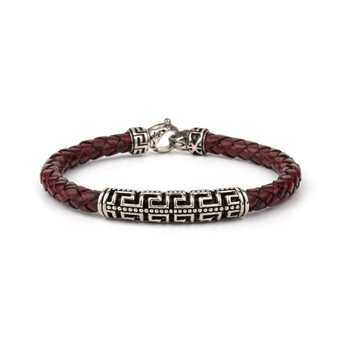Meander Leather Bracelet - 925 Sterling Silver - Image 5