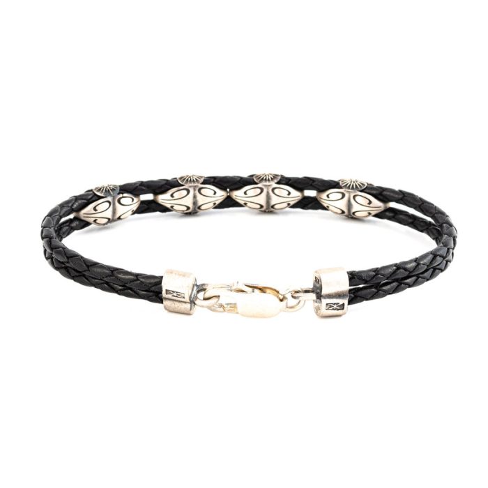Vergina Sun Leather Bracelet - 925 Sterling Silver - Image 3