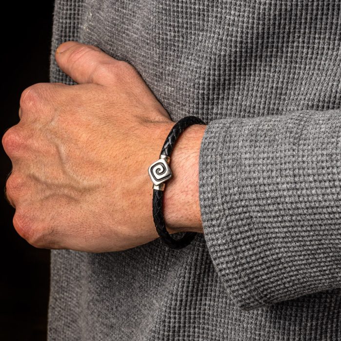 Meander Leather Bracelet - 925 Sterling Silver - Image 2
