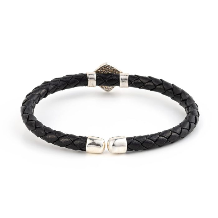 Meander Leather Bracelet - 925 Sterling Silver - Image 3