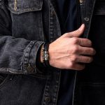 Sterling Silver Leather Bracelet with Lucky Eye Motif - Image 2