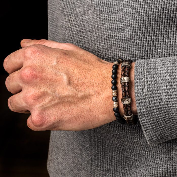 Meander Leather Bracelet – 925 Sterling Silver - Image 2