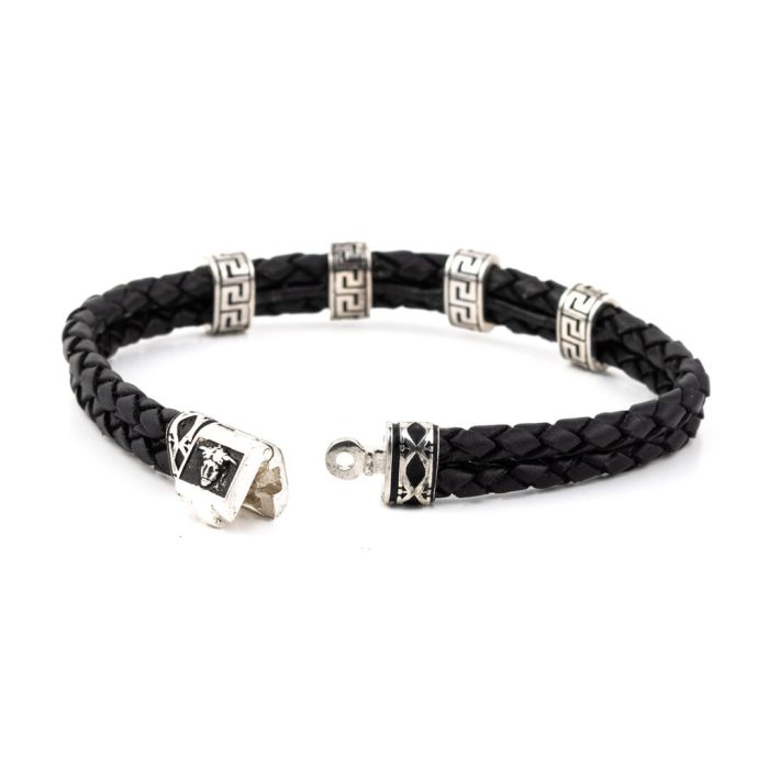 Meander Leather Bracelet – 925 Sterling Silver - Image 3