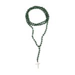 Rosary Necklace with Malachite Beads - 925 Sterling Silver