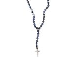 Rosary Necklace with Sodalite Beads - 925 Sterling Silver