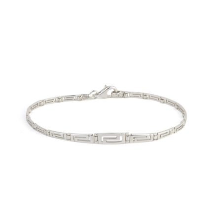 Greek Key Meander Link Bracelet in Sterling Silver