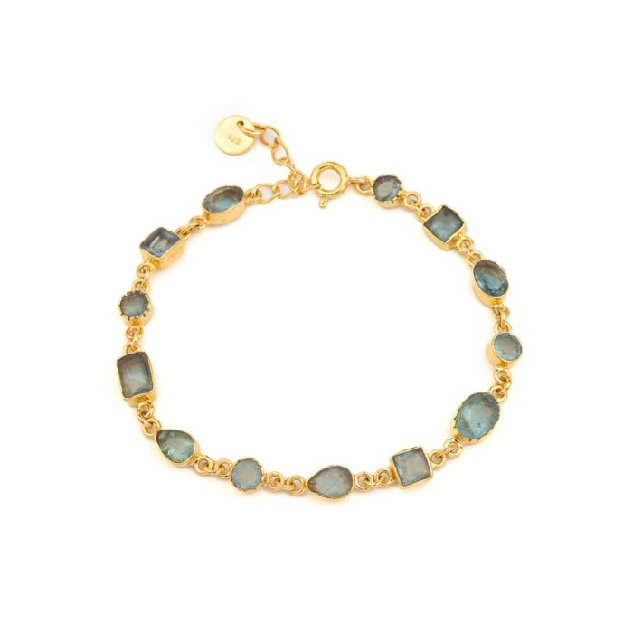 Apatite Bracelet - 925 Sterling Silver and Gold Plated - Image 1