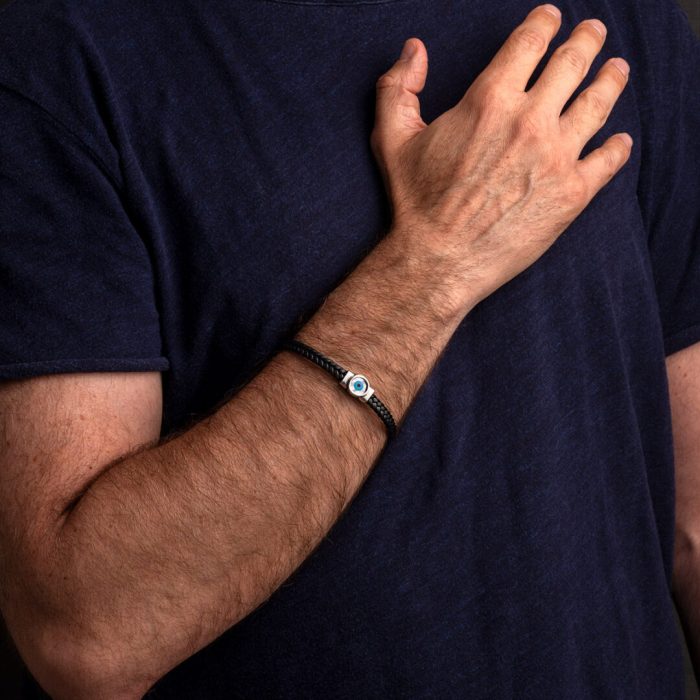 Leather Bracelet with Fildisi Evil Eye - Image 2