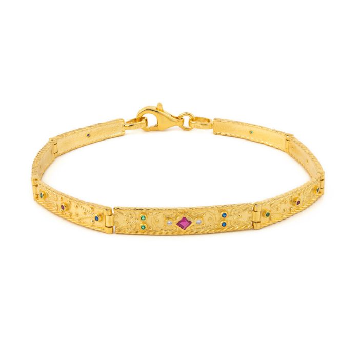 Byzantine Bracelet with Swarovski - Sterling Silver & Gold Plated - Image 1