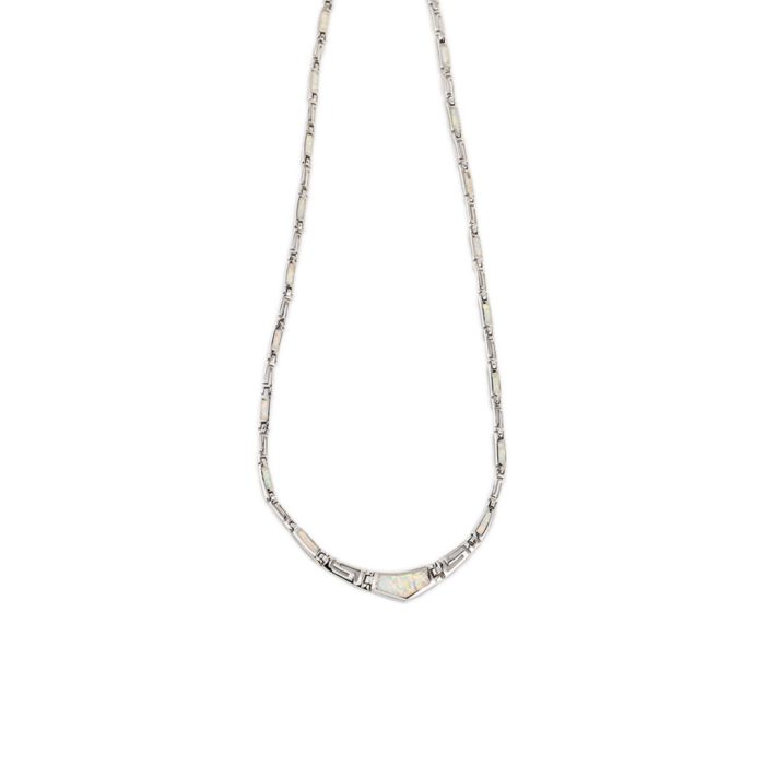 White Opal Meander Necklace - Sterling Silver - Image 1
