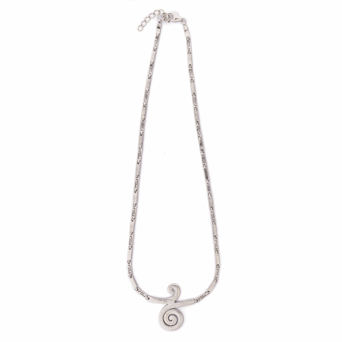 Blue Opal Spiral Necklace - 925 Sterling Silver - Image 2