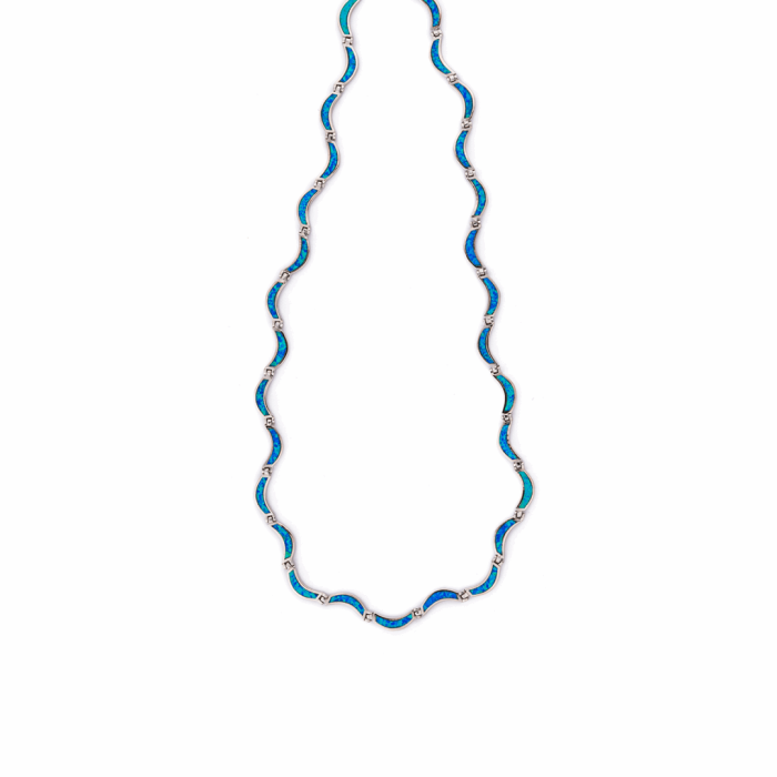 Sterling Silver and Blue Opal Necklace - Image 1