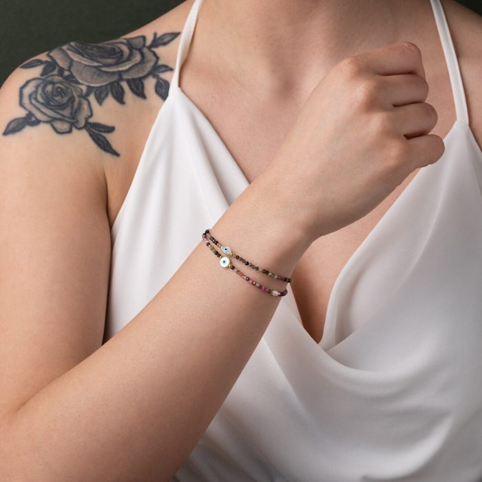 Round Evil Eye Tourmaline Bracelet - Image 2