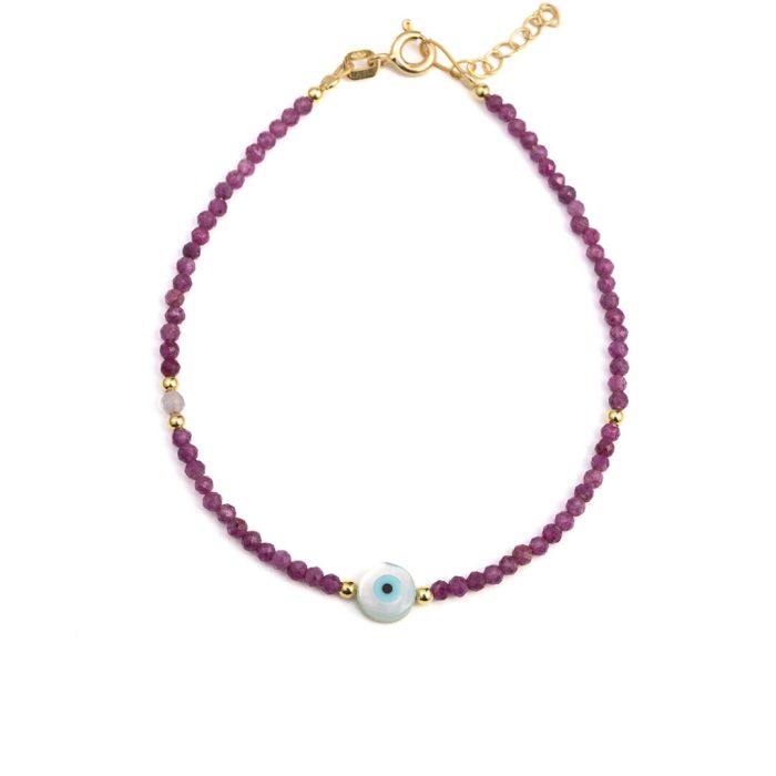 Round Evil Eye Ruby Bracelet - Image 1