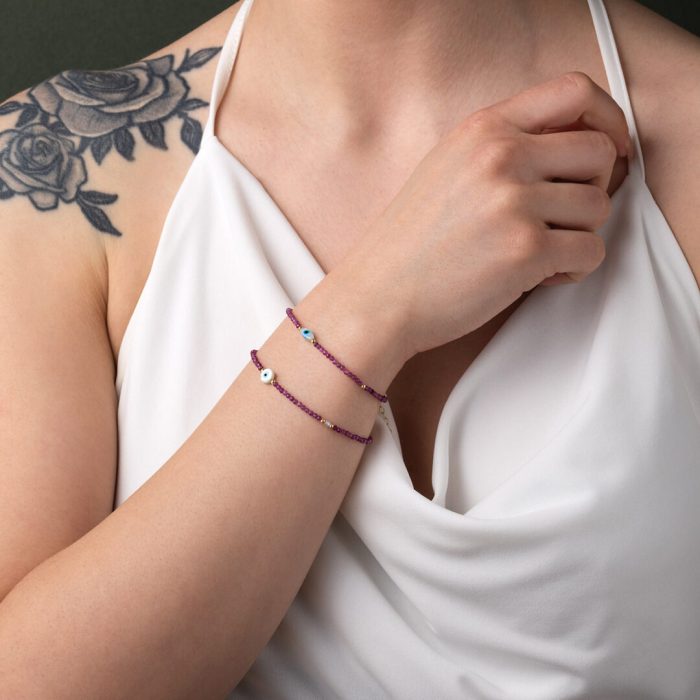 Round Evil Eye Ruby Bracelet - Image 2