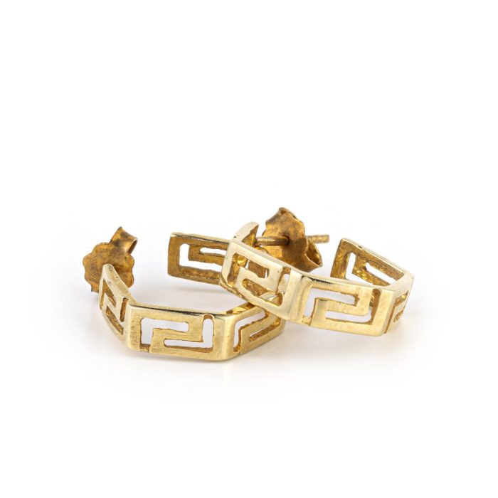 Meander Polygon Earrings - 14K Gold - Image 2