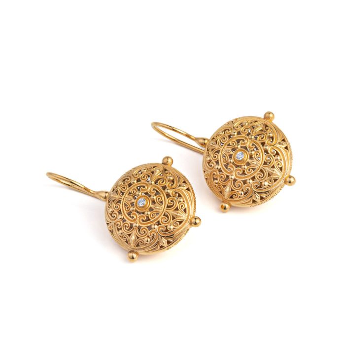 Kallisto Round Earrings Gold plated silver 925 - Image 3