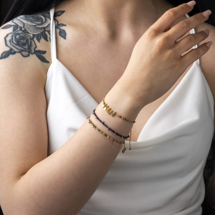 Lapis Lazuli Bracelet - 925 Sterling Silver and Gold Plated Bracelet - Image 2